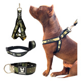Kit Pet Militar K9 Coleira Peitoral E Focinheira Brinde