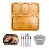 Kit Petisqueira Tábua Frios Queijos Brinde Garfos E Ramekin