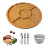 Kit Petisqueira Tábua Frios Queijos Brinde Garfos E Ramekin