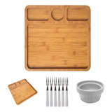 Kit Petisqueira Tábua Frios Queijos Brinde Ramekin E Garfo