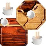 Kit Petisqueiras Quadrada E Octagonal Com Furo Paliteiro Palito Ramekin Polietileno Leve Resistente Madeira Nobre Gourmet Reflorestamento