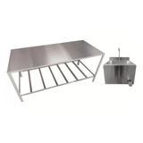 Kit Pia Assepsia C Bancada Mesa Inox Industrial Paneleiro