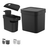 Kit Pia Cozinha Dispenser Porta Detergente Lixeira Rodinho