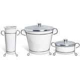 Kit Pia Cozinha Lixeira Porta Detergente E Sabão C Suporte Cor Branco