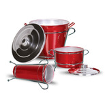 Kit Pia Cozinha Lixeira Porta Detergente E Sabão C Suporte Cor Vermelho
