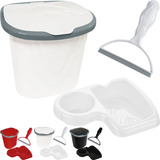 Kit Pia Cozinha Porta Detergente Bucha Lixeira Rodinho