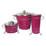 Kit Pia Lixeira Porta Detergente E Sabão Com Suporte Cor Pink
