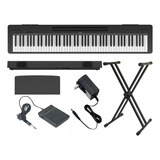 Kit Piano Digital Yamaha P 145 Preto Pedal Sustain E Suporte