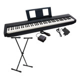 Kit Piano Digital Yamaha P45 Preto Pedal Sustain Suporte