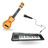 Kit Piano Teclado Musical Infantil microfone violão Karaokê