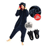 Kit Pijama Importado Banguela Com Pantufa Kigurumi Peludo