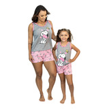 Kit Pijama Mãe E Filha Baby Doll Regata Snoop