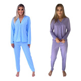 Kit Pijamas Femininos Inverno Amamentação Frio Cirurgico