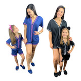 Kit Pijamas Mãe E Filha Americano Verão Manga Curta Baby Dol