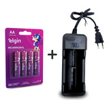 Kit Pilhas Recarregáveis Aa Carregador Universal Bivolt