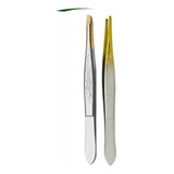 Kit Pinça Sobrancelha Cílios Ponta Diagonal E Fina Aço Inox Cor Prateado Liso