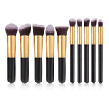 Kit Pinceis Maquiagem Kabuki Precisao 10 Pcs Profissional Make