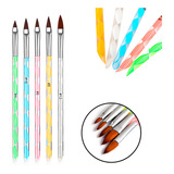 Kit Pinceis Para Unha De Gel Acrygel 5 Unidades 