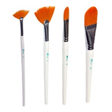 Kit Pincel Branco Seda Sintética Para Estética Estek