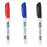 Kit Pincel Canetas Marcadores P Quadro Branco Slim 03 Cores