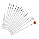 Kit Pincel Gel Uv Com 15 Pinceis Manicure Acrigel Porcelana