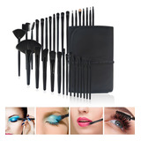 Kit Pincel Pinceis Maquiagem Profissional 32 Peças Estojo Cor Preto