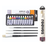 Kit Pincel Reeves Oleo Acrilica Tecido Tinta Acrilica