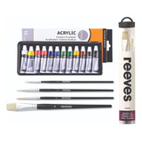 Kit Pincel Reeves Oleo Acrilica Tecido Tinta Acrilica