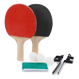 Kit Ping Pong 2 Raquetes 3 Bolinhas 1 Rede 2 Suportes 8pçs