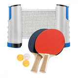 Kit Ping Pong 2 Raquetes Profissional Tenis De Mesa 3 Bolinhas Cor Vermelho E Preto Lisa Rede Expansível Sestafe