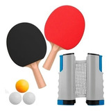 Kit Ping Pong Rede Retrátil 2 Raquetes 6 Bolinhas