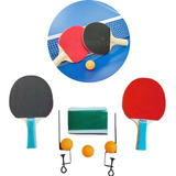 Kit Ping Pong Tênis De Mesa 2 Raquetes 1 Rede Mais 3 Bolas