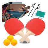 Kit Ping Pong Tênis De Mesa 2 Raquetes 3 Bolas 1 Rede