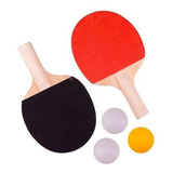 Kit Ping Pong Tenis De Mesa 2 Raquetes 3 Bolas Cor Vermelho E Preto