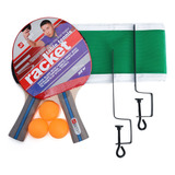 Kit Ping Pong Tênis De Mesa 2 Raquetes 3 Bolas rede suporte