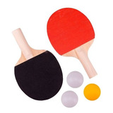 Kit Ping Pong Tenis De Mesa 2 Raquetes Em Madeira 3 Bolinhas