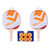 Kit Ping Pong Tênis De Mesa Vollo 2 Raquetes 6 Bolas