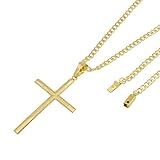 Kit Pingente Cruz Com Corrente Grumet Fecho Gaveta Folheado A Ouro 18k