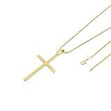 Kit Pingente Cruz Com Corrente Veneziana 1-5mm E 60cm Folheado A Ouro 18k