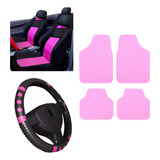 Kit Pink Jogo Tapete Capa Banco Volant Fusca Fiat Uno Palio