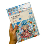 Kit Pintura Aquarela Com Pincel Mini Bloco Desenhos Kawai
