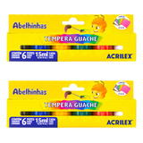 Kit Pintura Artistica 2 Caixa Tinta Guache 6 Cores