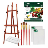 Kit Pintura Cavalete Tinta Óleo Gode Pincel Tela