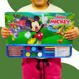 Kit Pintura Completo Com Livro De Atividades Gigabook Gigante Estilo Tela De Pintura Adesivos Grandes Giz De Cera Canetinha Aquarela E Pincel Diversos Personagens Para Você Escolher 
