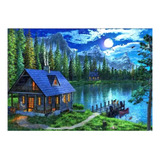 Kit Pintura De Diamante 5d Diy 40x30 Casa No Lago Família Wg
