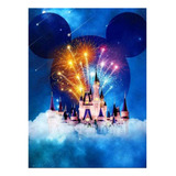 Kit Pintura Diamante 5d Castelo Disney Fogos Coloridos 30x40