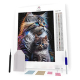 Kit Pintura Diamante Gato Familia diamond Art 