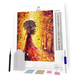 Kit Pintura Diamante Mulher Outono diamond Art 
