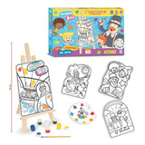 Kit Pintura Do Mundo Bita Com Cavalete E Tintas Nig