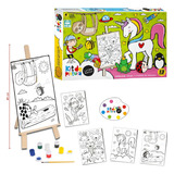 Kit Pintura Infantil Luciano Martins Com Cavalete   Nig
